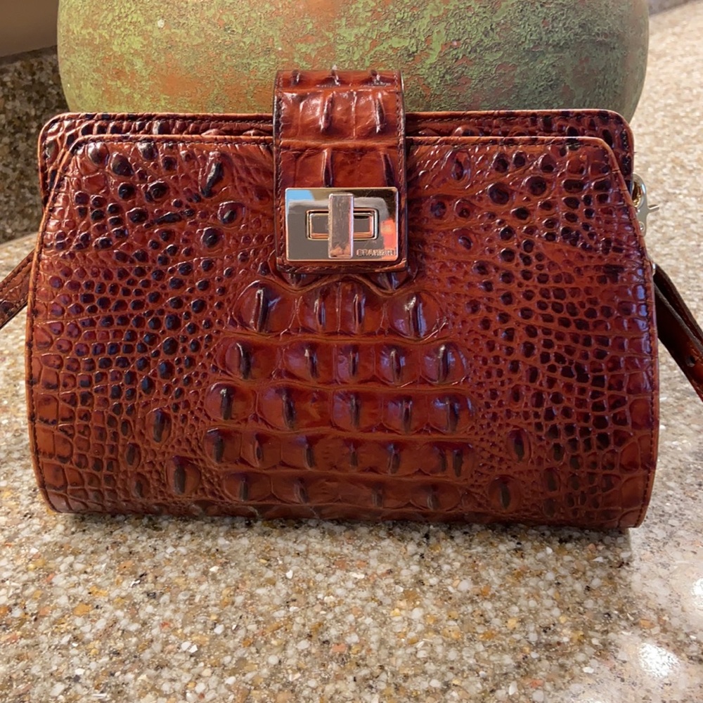 Brahmin Alena Crossbody in Pecan in excellent condition.